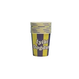KARTON BARDAK - SARI LACİVERT - 8 OZ - 8 Lİ