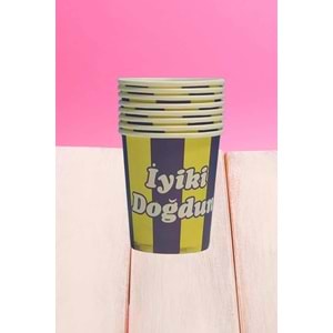 KARTON BARDAK - SARI LACİVERT - 8 OZ - 8 Lİ