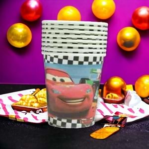 KARTON BARDAK - CARS - 8 OZ - 8 Lİ