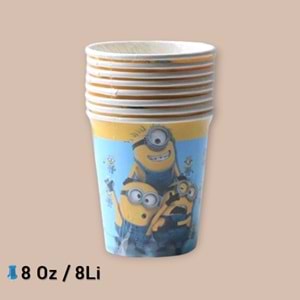 KARTON BARDAK - MİNİONS - 8 OZ - 8 Lİ