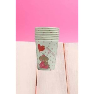 KARTON BARDAK - CANIM KIZIM PEMBE PUANTİYELİ - 8 OZ - 8 Lİ