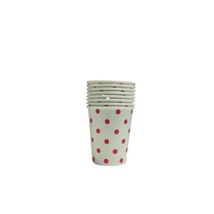 KARTON BARDAK - BEYAZ KIRMIZI PUANTİYELİ - 8 OZ - 8 Lİ
