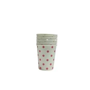 KARTON BARDAK - BEYAZ PEMBE PUANTİYELİ - 8 OZ - 8 Lİ