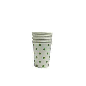 KARTON BARDAK - BEYAZ YEŞİL PUANTİYELİ - 8 OZ - 8 Lİ