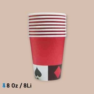 KARTON BARDAK - KIRMIZI KARO SİNEK - 8 OZ - 8 Lİ