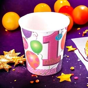 KARTON BARDAK - 1 YAŞ KIZ - 8 OZ - 8 Lİ