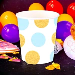 KARTON BARDAK - A. MAVİ ALTIN PUANTİYELİ - 8 OZ - 8Lİ