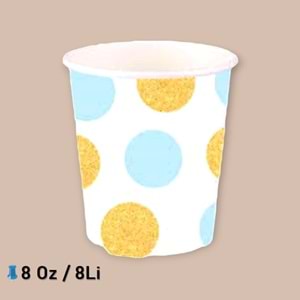 KARTON BARDAK - A. MAVİ ALTIN PUANTİYELİ - 8 OZ - 8Lİ