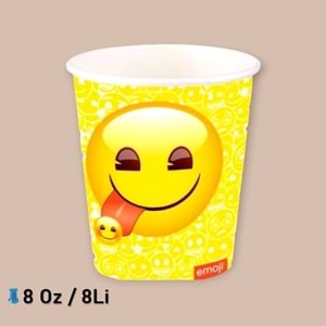 KARTON BARDAK - EMOJİ DÜNYASI - 8 OZ - 8Lİ