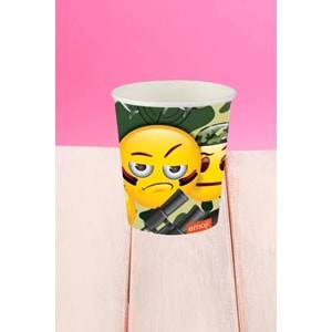 KARTON BARDAK - EMOJİ KAMUFLAJ - 8 OZ - 8Lİ