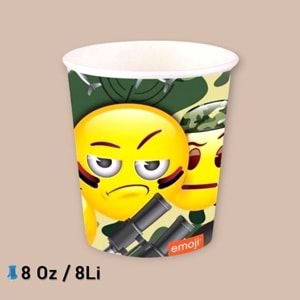 KARTON BARDAK - EMOJİ KAMUFLAJ - 8 OZ - 8Lİ