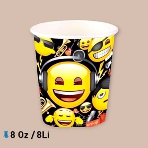 KARTON BARDAK - GENÇ EMOJİ - 8 OZ - 8Lİ
