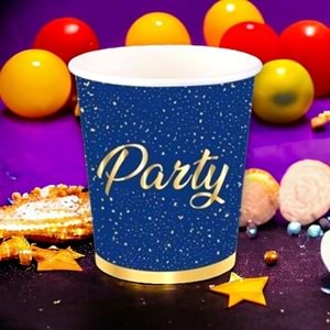 KARTON BARDAK - PARTİ ZAMANI LACİVERT - 8 OZ - 8Lİ