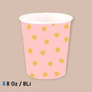 KARTON BARDAK - PASTEL DÜŞLER SOMON - 8 OZ - 8Lİ