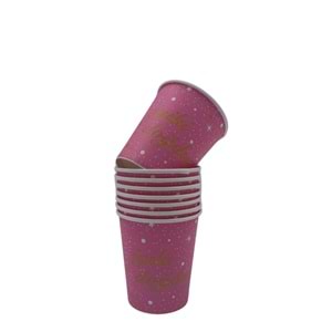 KARTON BARDAK - İYİ Kİ DOĞDUN PEMBE GOLD - 8 OZ