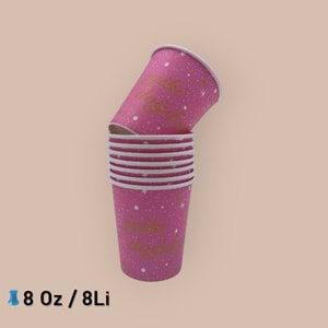KARTON BARDAK - İYİ Kİ DOĞDUN PEMBE GOLD - 8 OZ
