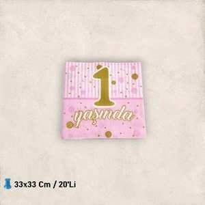 KAĞIT PEÇETE 33x33 CM - 1 YAŞ KIZ - 20 Lİ