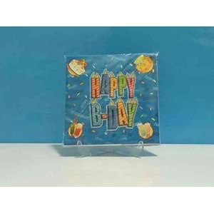 KAĞIT PEÇETE 33x33 CM - HAPPY BİRTHDAY MAVİ - 20 Lİ