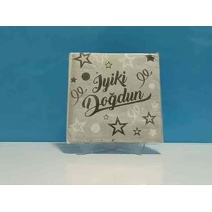 KAĞIT PEÇETE 33x33 CM - İYİ Kİ DOĞDUN GÜMÜŞ - 20 Lİ