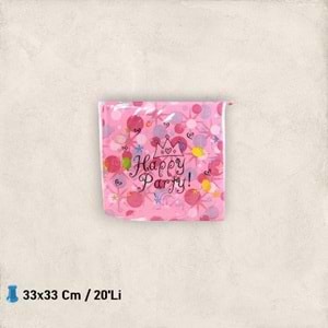 KAĞIT PEÇETE 33x33 CM - PEMBE HAPPY PARTY - 20 Lİ
