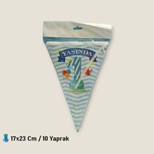 ÜÇGEN FLAMA 10 YAPRAK - 1 YAŞ ERKEK ÇİZGİLİ - 17X23 CM