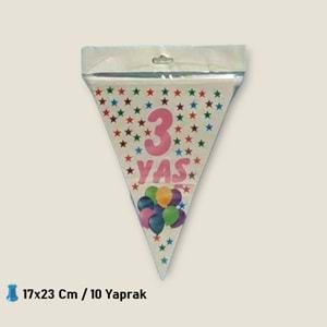 ÜÇGEN FLAMA 10 YAPRAK - 3 YAŞ KIZ - 17X23 CM