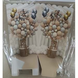 MISIR KUTUSU - 8Lİ - BALONLU AYICIK - 15X15 CM