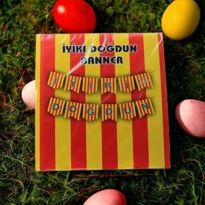 İYİ Kİ DOĞDUN BANNER - SARI KIRMIZI - 15X17 CM
