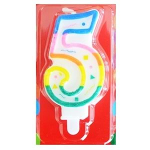 RAKAM MUM - RENKLİ - 5 RAKAM - 3X7 CM