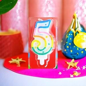 RAKAM MUM - RENKLİ - 5 RAKAM - 3X7 CM