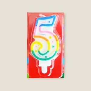 RAKAM MUM - RENKLİ - 5 RAKAM - 3X7 CM