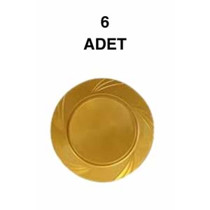 LÜKS PARTİ TABAĞI - GOLD - 6LI - 22.5 CM