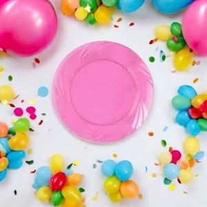 LÜKS PARTİ TABAĞI - PEMBE - 6LI - 22,5 CM
