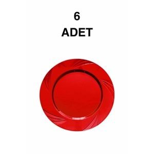 LÜKS PARTİ TABAĞI - KIRMIZI - 6LI - 22,5 CM