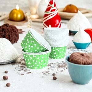 MUFFİN KEK KAPSÜLÜ - 50Lİ - YEŞİL PUANTİYELİ