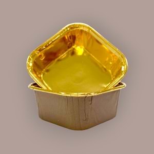 MUFFİN KEK KAPSÜLÜ - 25Lİ - KARE - KAHVERENGİ İÇİ GOLD