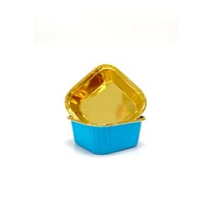 MUFFİN KEK KAPSÜLÜ - 25Lİ - KARE - MAVİ İÇİ GOLD