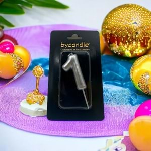 BYCANDLE - RAKAM MUM - 1 - GÜMÜŞ - 6 CM