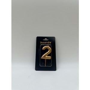 BYCANDLE - RAKAM MUM - 2 - ALTIN - 6 CM