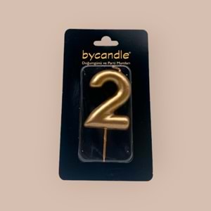 BYCANDLE - RAKAM MUM - 2 - ALTIN - 6 CM