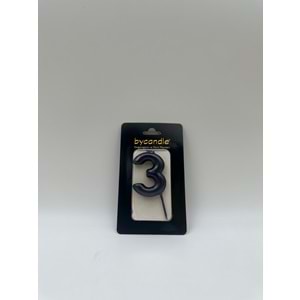 BYCANDLE - RAKAM MUM - 3 - SİYAH - 6 CM