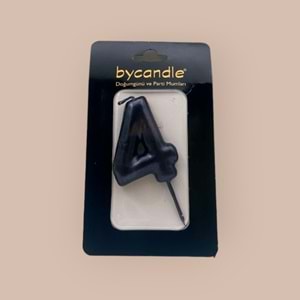 BYCANDLE - RAKAM MUM - 4 - SİYAH - 6 CM
