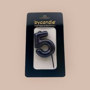 BYCANDLE - RAKAM MUM - 5 - SİYAH - 6 CM