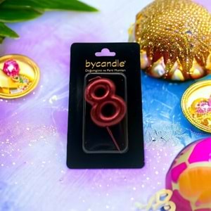 BYCANDLE - RAKAM MUM - 8 - KIRMIZI - 6 CM