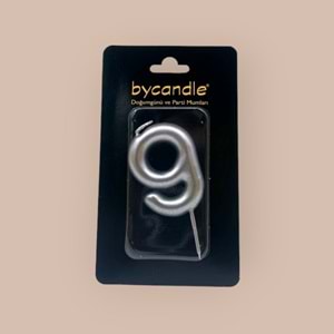 BYCANDLE - RAKAM MUM - 9 - GÜMÜŞ - 6 CM