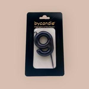 BYCANDLE - RAKAM MUM - 9 - SİYAH - 6 CM
