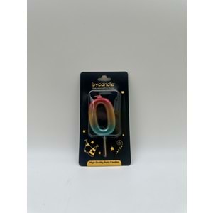 BYCANDLE - RAKAM MUM - RAINBOW - 0 - ALTIN - 7 CM