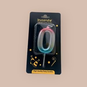 BYCANDLE - RAKAM MUM - RAINBOW - 0 - GÜMÜŞ - 7 CM