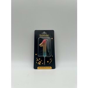 BYCANDLE - RAKAM MUM - RAINBOW - 1 - ALTIN - 7 CM