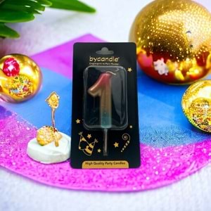 BYCANDLE - RAKAM MUM - RAINBOW - 1 - ALTIN - 7 CM